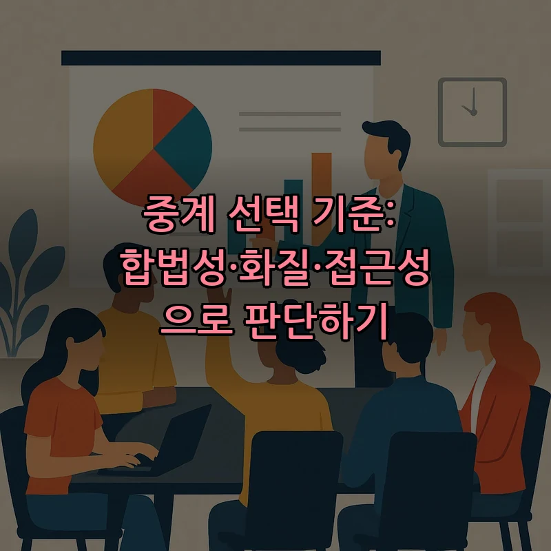 중계 선택 기준: 합법성·화질·접근성으로 판단하기