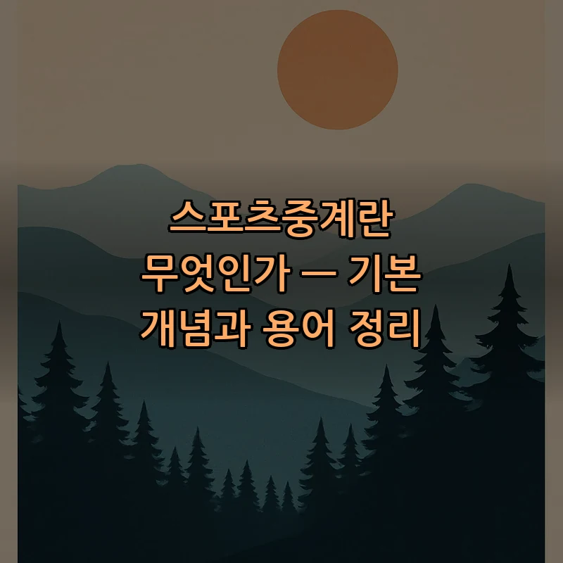 스포츠중계란 무엇인가 — 기본 개념과 용어 정리