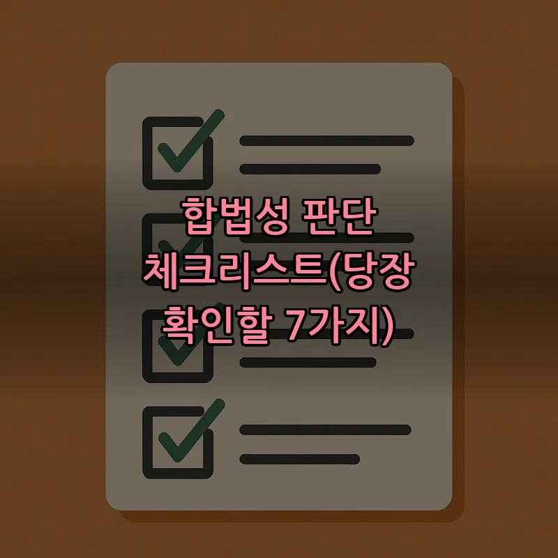 합법성 판단 체크리스트(당장 확인할 7가지)