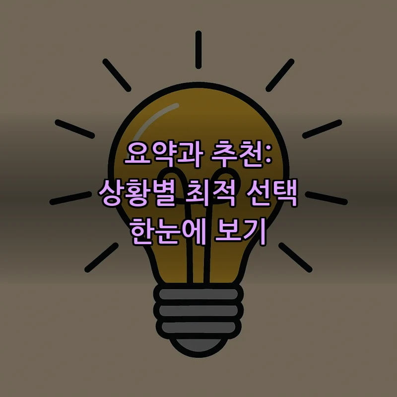요약과 추천: 상황별 최적 선택 한눈에 보기
