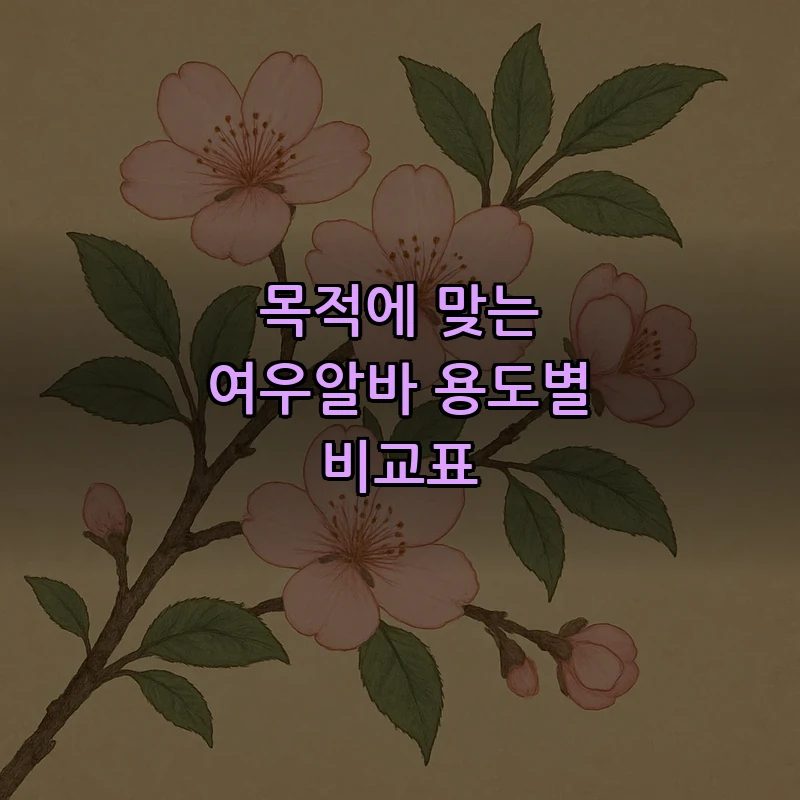 목적에 맞는 여우알바 용도별 비교표