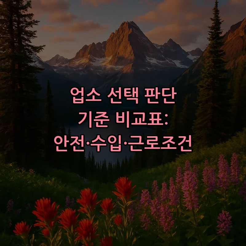 업소 선택 판단 기준 비교표: 안전·수입·근로조건