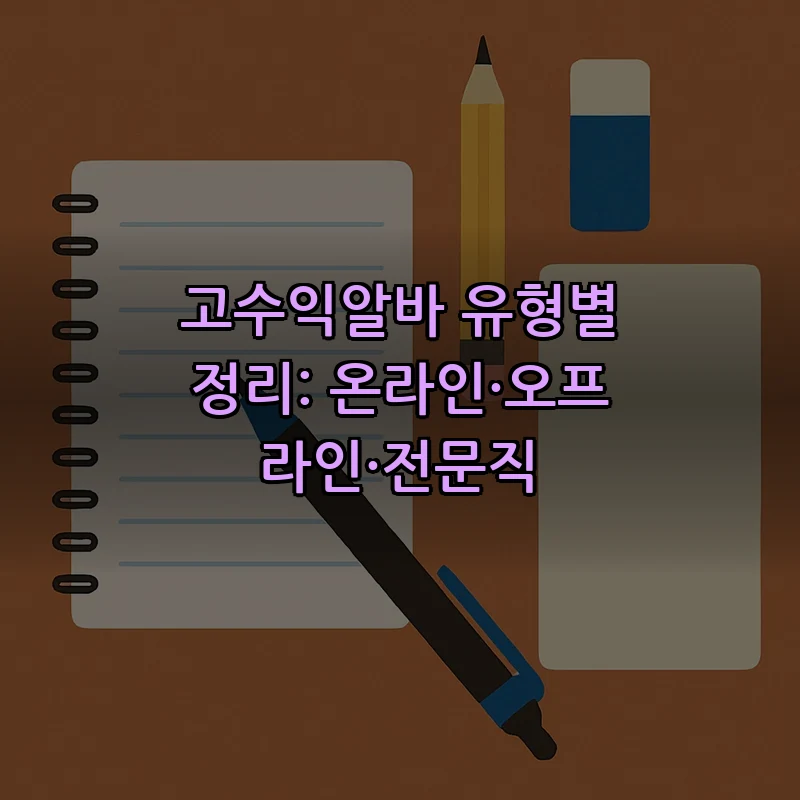 고수익알바 유형별 정리: 온라인·오프라인·전문직