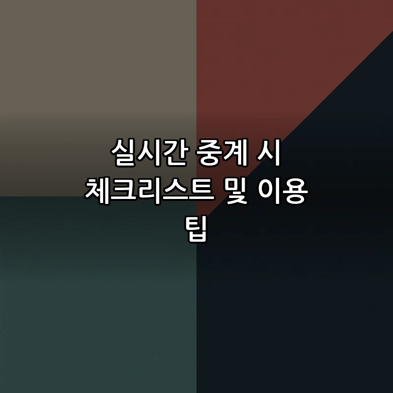 실시간 중계 시 체크리스트 및 이용 팁