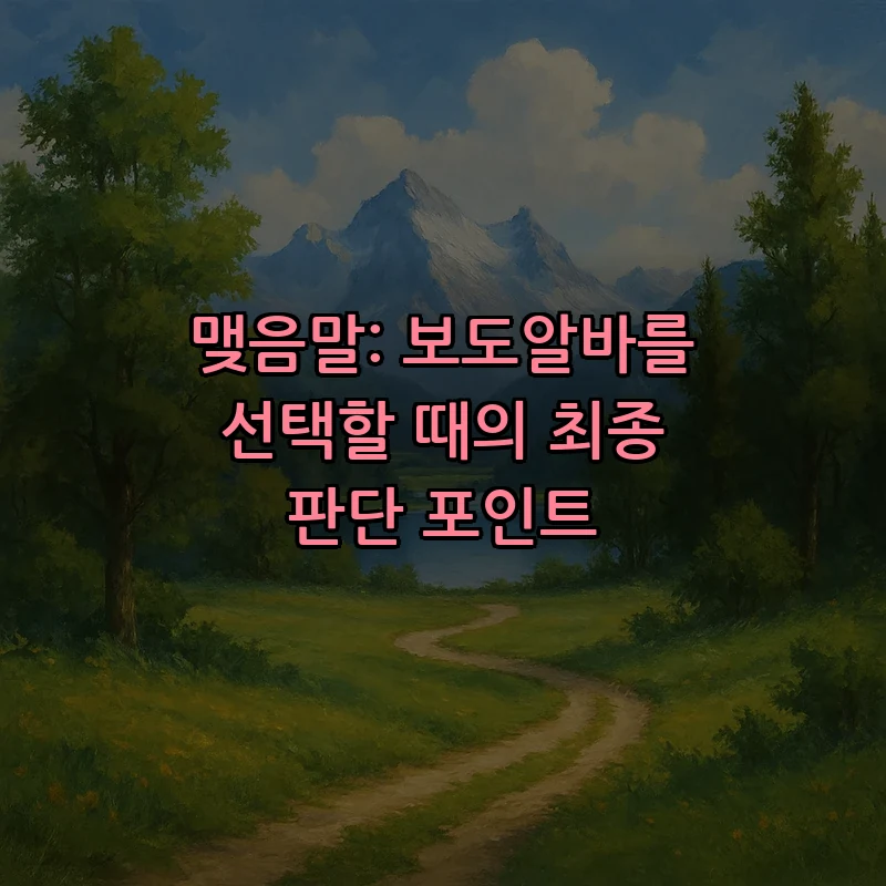 맺음말: 보도알바를 선택할 때의 최종 판단 포인트