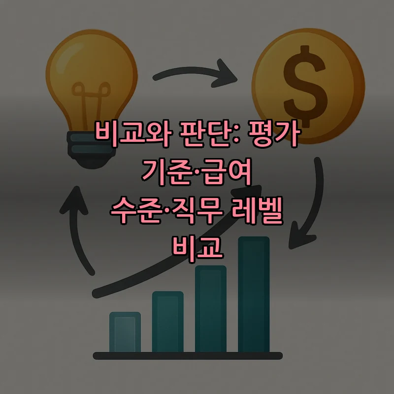 비교와 판단: 평가 기준·급여 수준·직무 레벨 비교