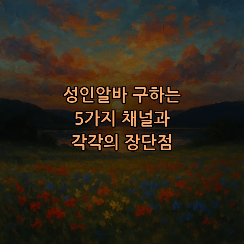 성인알바 구하는 5가지 채널과 각각의 장단점