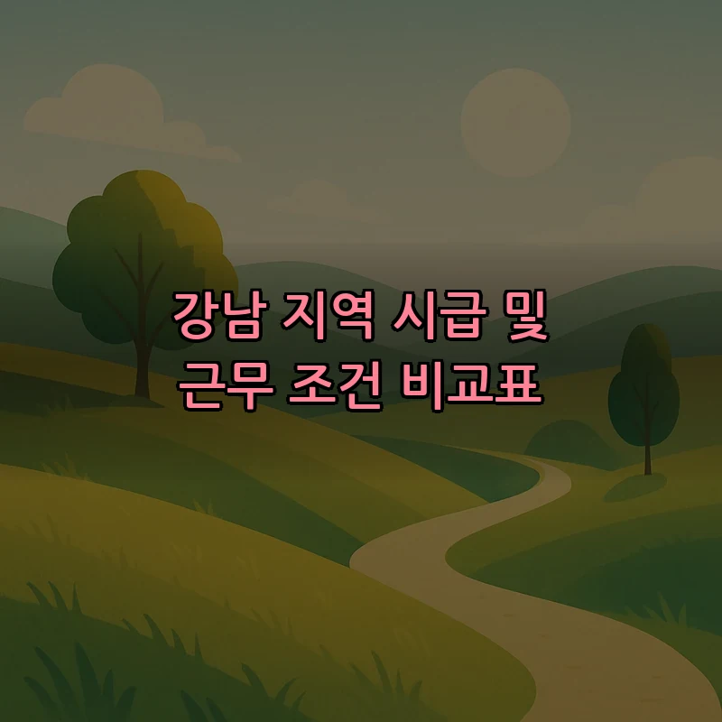 강남 지역 시급 및 근무 조건 비교표