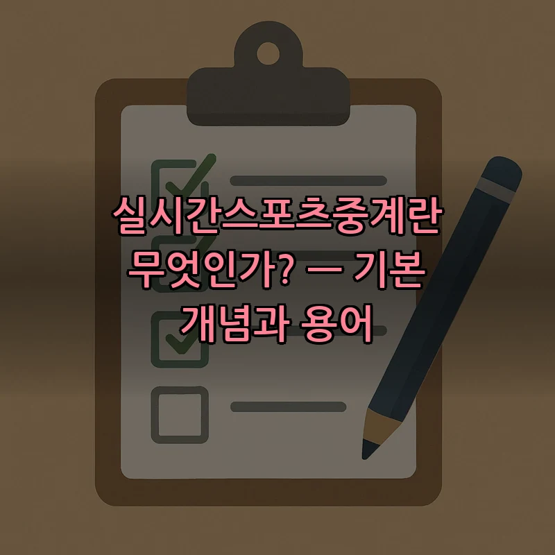 실시간스포츠중계란 무엇인가? — 기본 개념과 용어