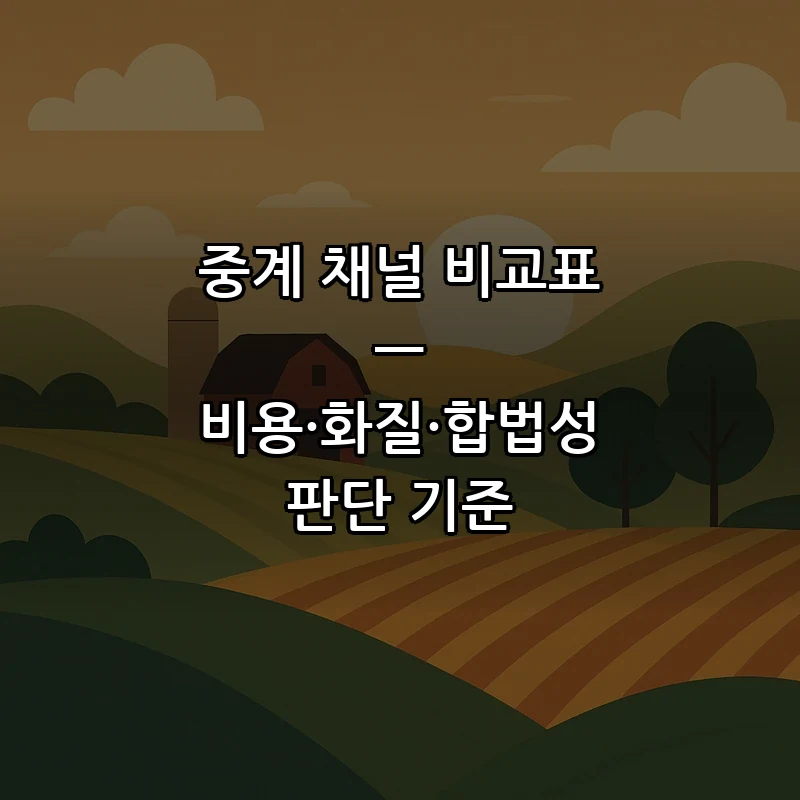 중계 채널 비교표 — 비용·화질·합법성 판단 기준
