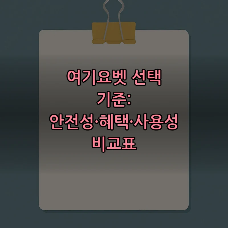 여기요벳 선택 기준: 안전성·혜택·사용성 비교표