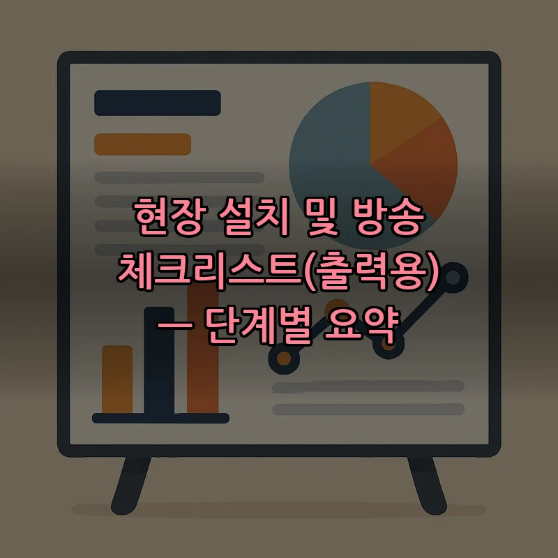 현장 설치 및 방송 체크리스트(출력용) — 단계별 요약