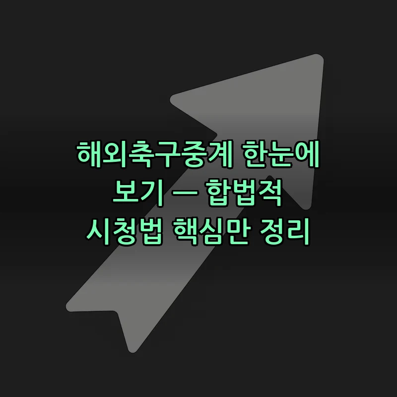 해외축구중계, 합법적 시청법 완벽 가이드