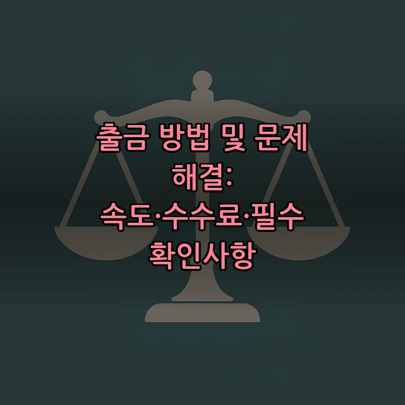 출금 방법 및 문제 해결: 속도·수수료·필수 확인사항