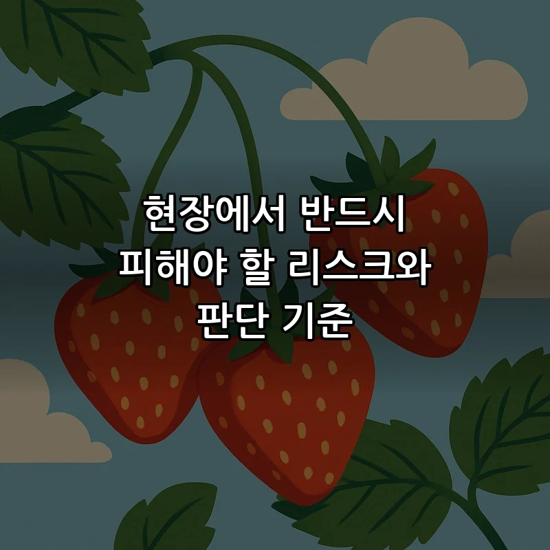 현장에서 반드시 피해야 할 리스크와 판단 기준