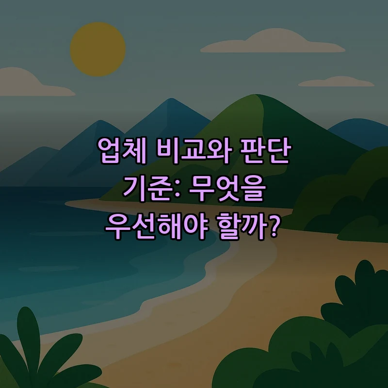 업체 비교와 판단 기준: 무엇을 우선해야 할까?