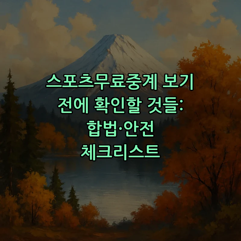 스포츠무료중계 합법적으로 즐기는 법: 필수 체크리스트