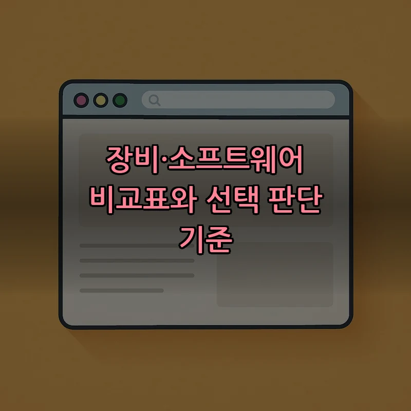 장비·소프트웨어 비교표와 선택 판단 기준