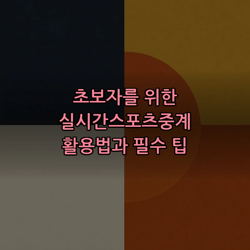 실시간 스포츠 중계 활용법: 초보자 가이드