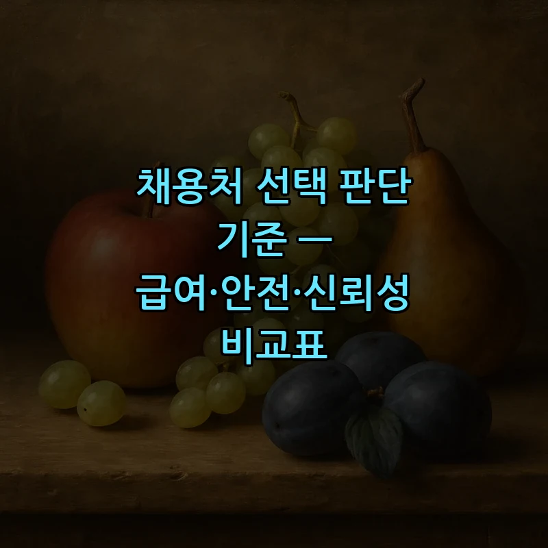 채용처 선택 판단 기준 — 급여·안전·신뢰성 비교표