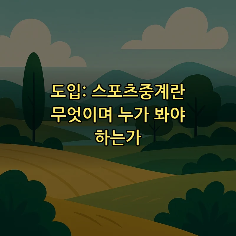 도입: 스포츠중계란 무엇이며 누가 봐야 하는가