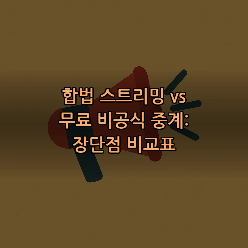 합법 스트리밍 vs 무료 비공식 중계: 장단점 비교표