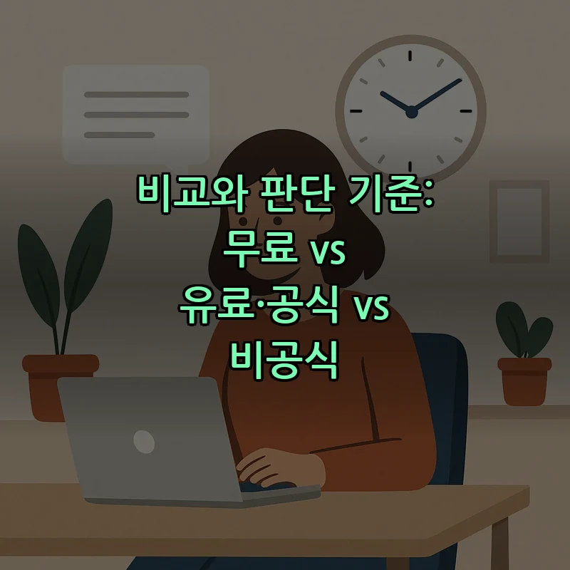 비교와 판단 기준: 무료 vs 유료·공식 vs 비공식
