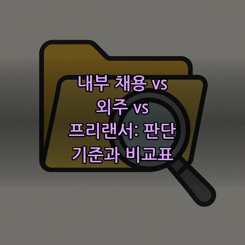 내부 채용 vs 외주 vs 프리랜서: 판단 기준과 비교표