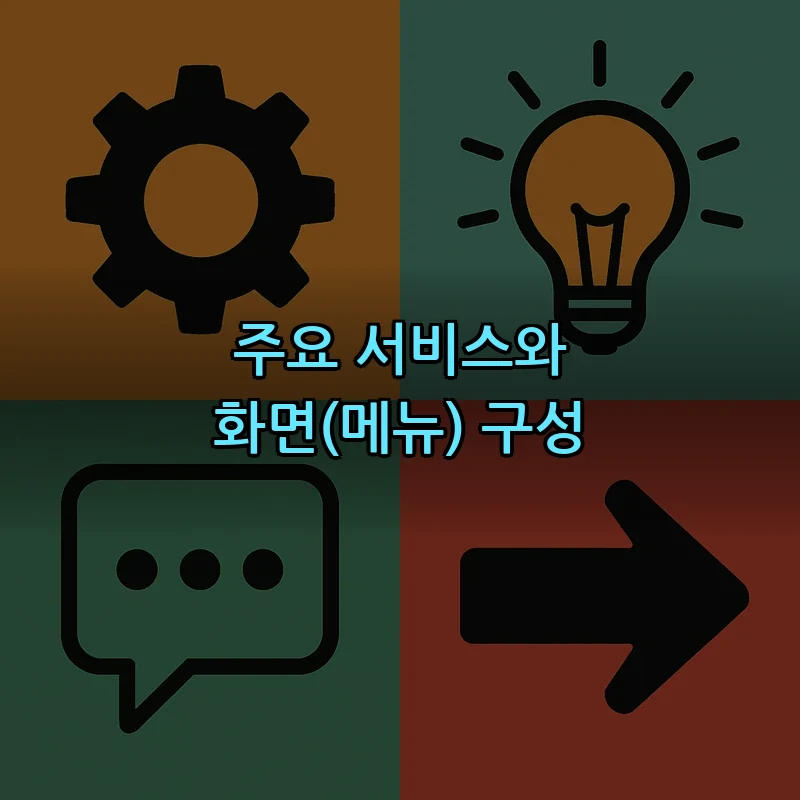 주요 서비스와 화면(메뉴) 구성