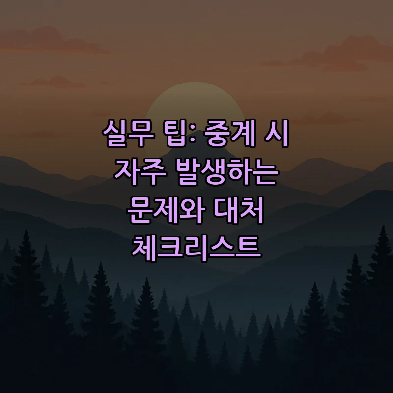 실무 팁: 중계 시 자주 발생하는 문제와 대처 체크리스트