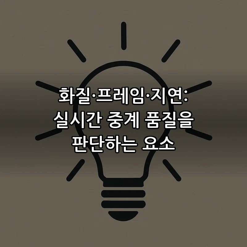 화질·프레임·지연: 실시간 중계 품질을 판단하는 요소