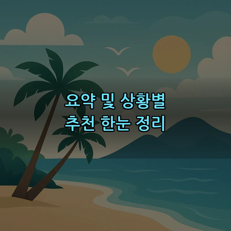 요약 및 상황별 추천 한눈 정리